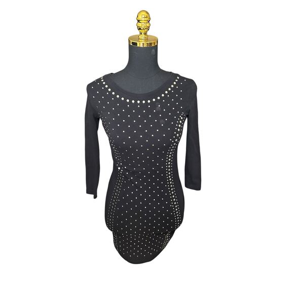 Forever 21 Women’s Studded Bodycon 3/4 Sleeve Mini Dress Size Small - Picture 1 of 4